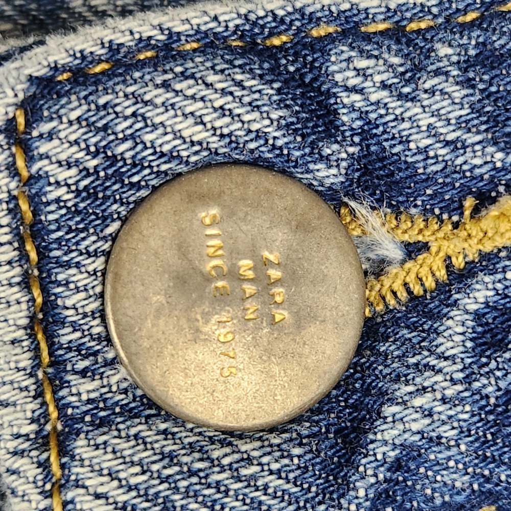 Zara Man Jeans Painted Splatter Light Wash Relaxed Denim Mens Size 36 Blue - Picture 3 of 11